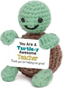Mini Funny Turtle Teacher Appreciation Gifts for Women Men, End of Year Thank You Teacher Gifts Ideas, Personalized Cool Small Cute Stuff Things, Handmade Emotional Positive Crochet Turtle