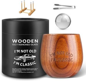 Wooden Old Fashioned Whiskey Glass, Personalized Handmade Etched Bourbon Drinking Glass, Bourbon Whiskey Gifts for Men, Dad, or Brother, Father’s Day, Anniversary, Birthday Gifts