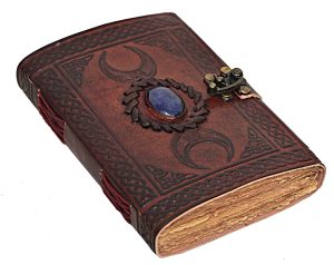 Cuero 3 Moon Blue Lapiz Embossed Vintage Leather Journal | 240 Pages of Antique Handmade Deckle Edge Vintage Paper, Leather Sketchbook, Drawing Journal, Great Gift