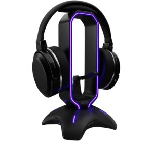 Tilted Nation RGB Headset Stand and Gaming Headphone Stand for Desk Display with Mouse Bungee Cord Holder with USB 3.0 Hub for Xbox, PS5, PC – Perfect Gaming Accessories Gift