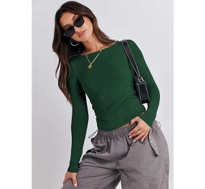 ANRABESS Women Long Sleeve Crewneck Rib Knit Slim Fit Shirts Basic Tee Tops 2025 Casual T-Shirt Going Out Workout Outfits