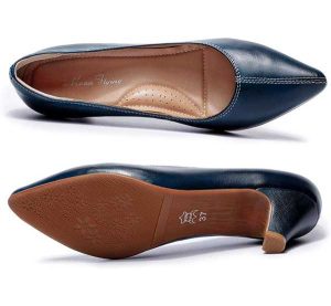 Mona flying Women’s Leather Comfort Closed Pointed Toe Pumps Womens High Heels Work Office Dress Shoes for Ladies