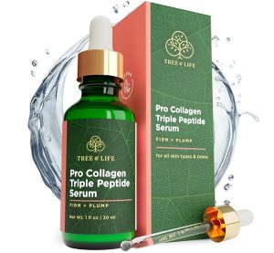 Tree of Life Beauty Hydrating Facial Serum – Pro Collagen Peptides with Argireline & Replexium – Anti Aging & Wrinkle Reduction – Dermatologist-Tested – 1 Fl Oz