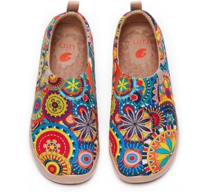 UIN Women’s Blossom Slip On Shoes Colorful Comfortable Lightweight Art Travel Sneakers Casual Floral Stylish Everyday Loafers