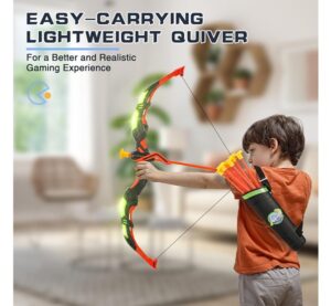 Bow and Arrow Set for Kids, 2-Pack LED Light Up Archery Set with 20 Suction Cup Arrows, Indoor and Outdoor Toy for Boys Girls Age 4-8 8-12 with Standing Target&2 Quivers, Birthday Gift 3-12 Years Old