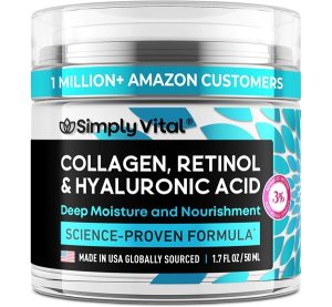 SimplyVital Collagen Face Moisturizer – Anti-Aging Retinol Cream for Face, Neck & D?collet? with Hyaluronic Acid – Made in USA, Daily Moisturizer Face Cream, 2-Pack