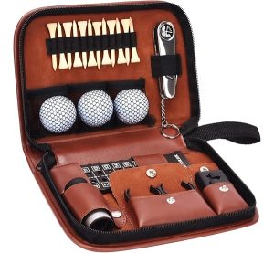 Golf Gifts for Men and Women, Golf Accessories Set with Hi-End Case, Golf Balls, Rangefinder, Golf Tees, Brush, Multifunctional Divot Knife, Scorer, Golf Ball Clamp