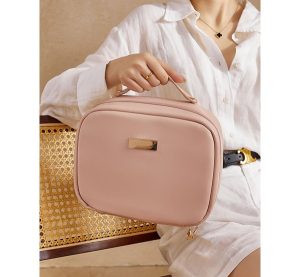 EACHY Travel Makeup Bag,Large Capacity Cosmetic Bags for Women,Waterproof Portable Pouch Open Flat Toiletry Bag Make up Organizer with Divider and Handle