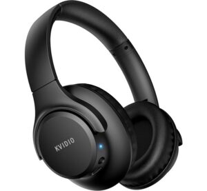 KVIDIO Bluetooth Headphones Over Ear, 65 Hours Playtime Wireless Headphones with Microphone, Foldable Lightweight Headset with Deep Bass, HiFi Stereo Sound for Travel Work Cellphone