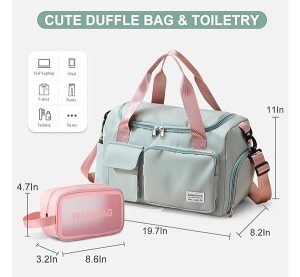 Small Gym Bag for Women, Travel Duffle Bag Carry On Weekender Bag with Shoe Compartment