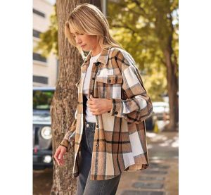 AUTOMET Womens Fall Outfits Fashion Clothes Shackets Flannel Plaid Button Down Long Sleeve Shirts Jackets