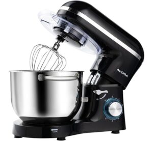 Aucma Stand Mixer,6.5QT 660W 6-Speed Tilt-Head Food Mixer, Kitchen Electric Mixer with Dough Hook, Wire Whip & Beater (Green-White, 6.5QT)