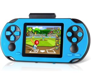 16 Bit Handheld Game for Kids Adults, 3.0” Large Screen Preloaded 230 HD Classic Retro Video Games with USB Rechargeable Battery & 3 Game Cartridges for Birthday Gift for Kids 4-12 (Blue)