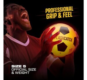Light Up Soccer Ball – Glow in The Dark – NO 5 – Sports Gear Easter Gifts for Boys & Girls 8-15+ Year Old – Kids, Teens Gift Ideas – Cool Boy Toys Ages 8 to 15 Glowing Night Activity
