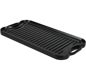 Amazon Basics Pre-Seasoned Cast Iron Reversible Rectangular Grill/Griddle, Black, 20 x 10.39 x 0.98 inch