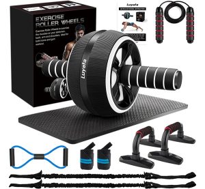Ab Roller Wheel, 10-In-1 Ab Exercise Wheels Kit with Resistance Bands
