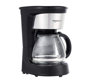 Amazon Basics Coffee Makers, 5-Cup Coffee Machines with Reusable Filter, Coffee Pots, Black & Stainless Steel