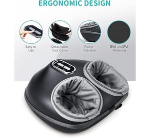 Nekteck Shiatsu Foot Massager Machine with Soothing Heat, Deep Kneading Therapy, Air Compression, Improve Blood Circulation and Foot Wellness,Relax for Home or Office Use(Gray)
