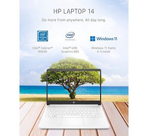 HP 14 Laptop, Intel Celeron N4020, 4 GB RAM, 64 GB Storage, 14-inch Micro-edge HD Display, Windows 11