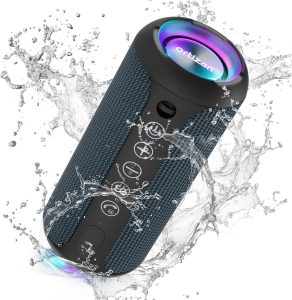 Ortizan Portable Bluetooth Speaker: IPX7 Waterproof, 24W Loud Sound, Deep Bass, Bluetooth 5.3, LED Lights, Wireless Stereo Pairing, 30H Playtime, for Home/Outdoor/Party/Beach, Birthday Gift (Black)