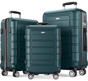 SHOWKOO Luggage Sets Expandable PC+ABS Durable Suitcase Double Wheels TSA Lock 3pcs Blue