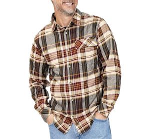 Legendary Whitetails Men’s Buck Camp Flannel, Long Sleeve Plaid Button Down Casual Shirt, Corduroy Cuffs