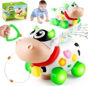 Musical Cow Baby Toys 6-12-18 Months, Bilingual Crawling Walking Toddler Educational Learning Toy for 1 Year Old Boy Girl Birthday Gifts, 6 7 8 9 10 12 Month Old