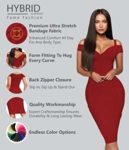 Hybrid & Company Womens Elegance V Neck Stretch Chic Bandage Dress